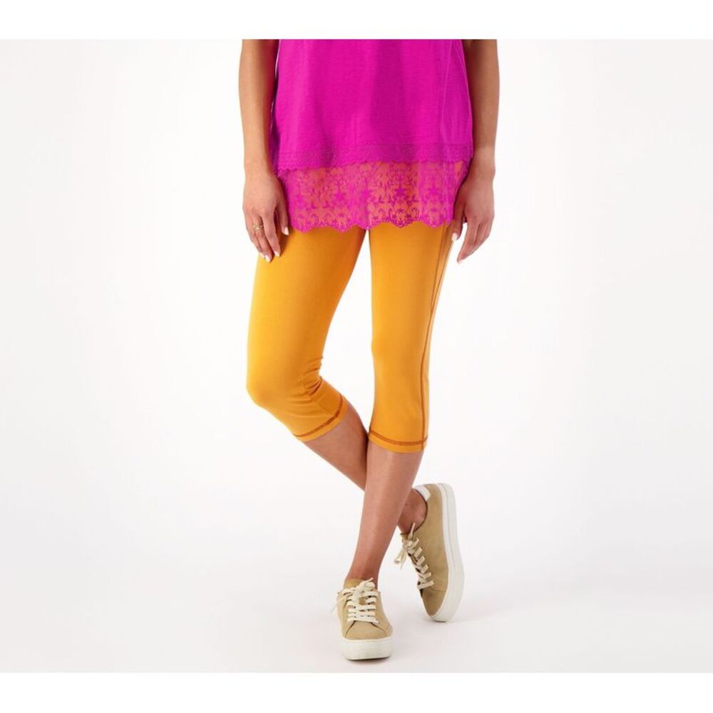 Amiee Lynn Women's Petite Pants 2XP Capris With Pockets Yellow A602957
